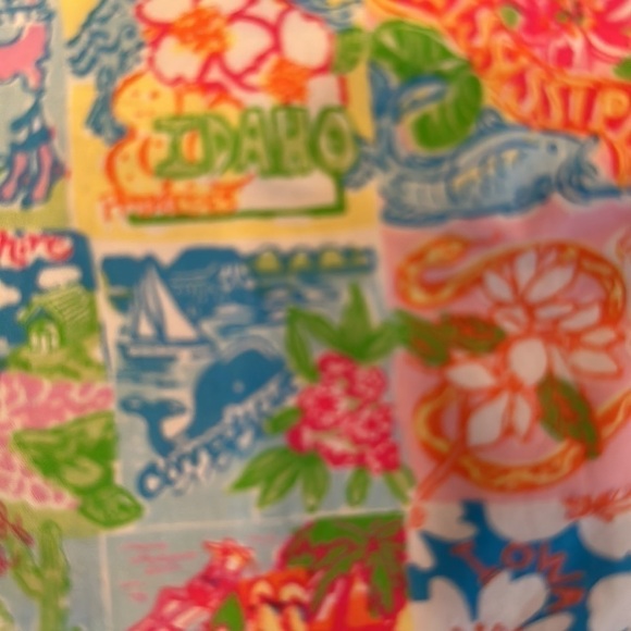 LILLY Pulitzer Shorts, Bright Design Stamp Design with States, Size 2 - Picture 5 of 12